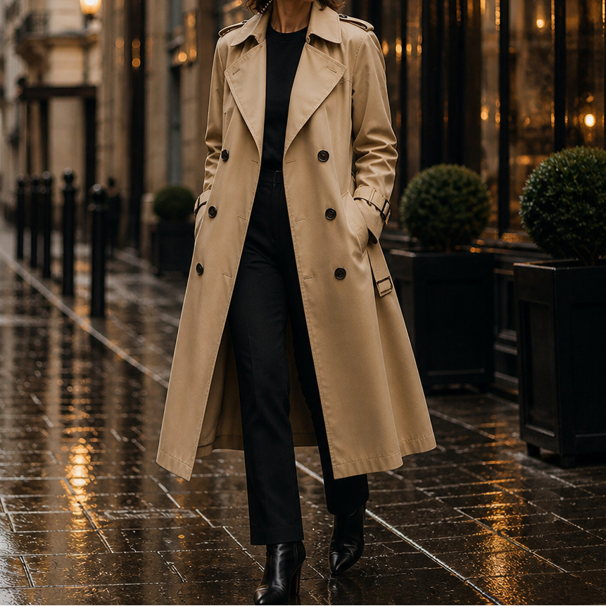 Lettice long double breasted trench coat – image 3