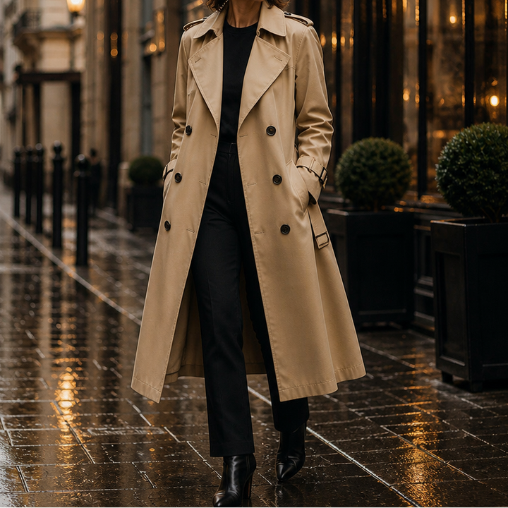 Lettice long double breasted trench coat – image 3
