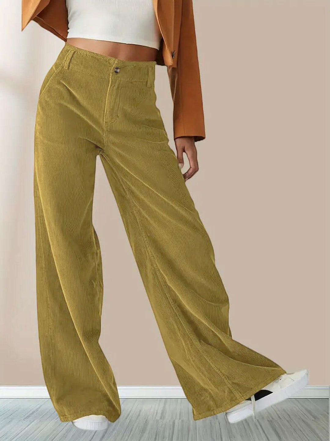 Clemmie high waisted corduroy wide leg trousers – image 2