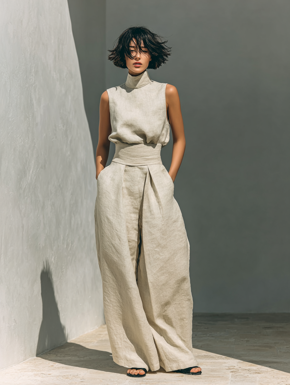 Roxana relaxed sleeveless wide leg two piece set – image 8