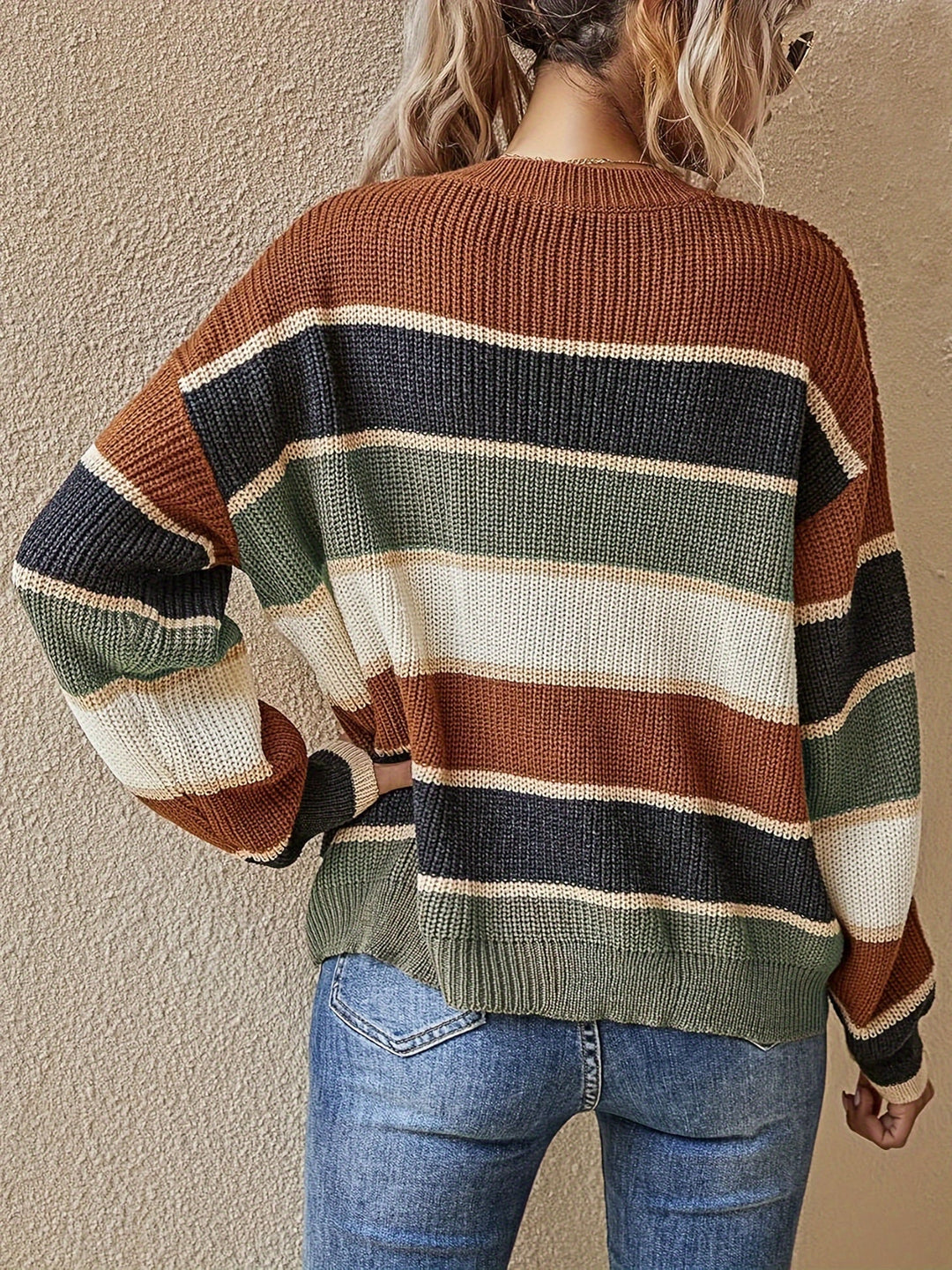 Marcelline chunky colour block striped jumper – image 6