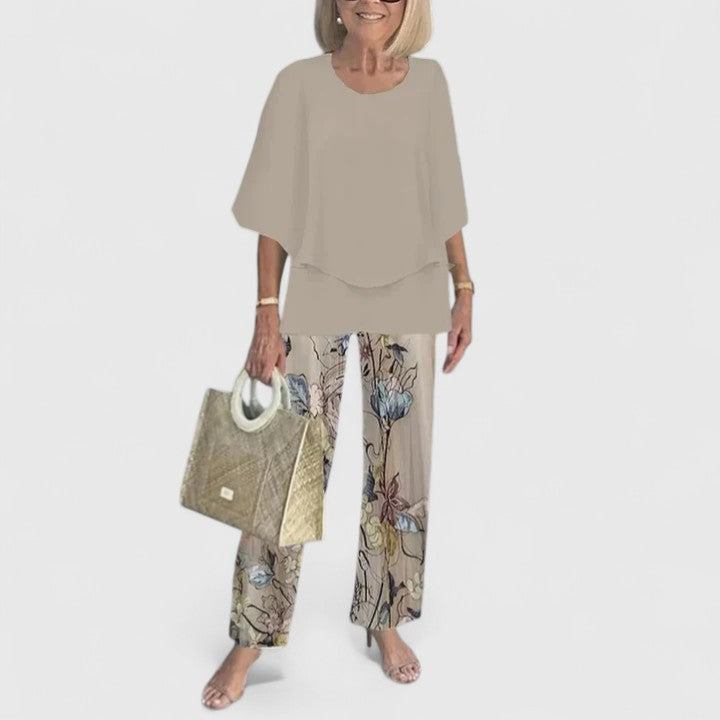 Angela printed two piece set with relaxed trousers