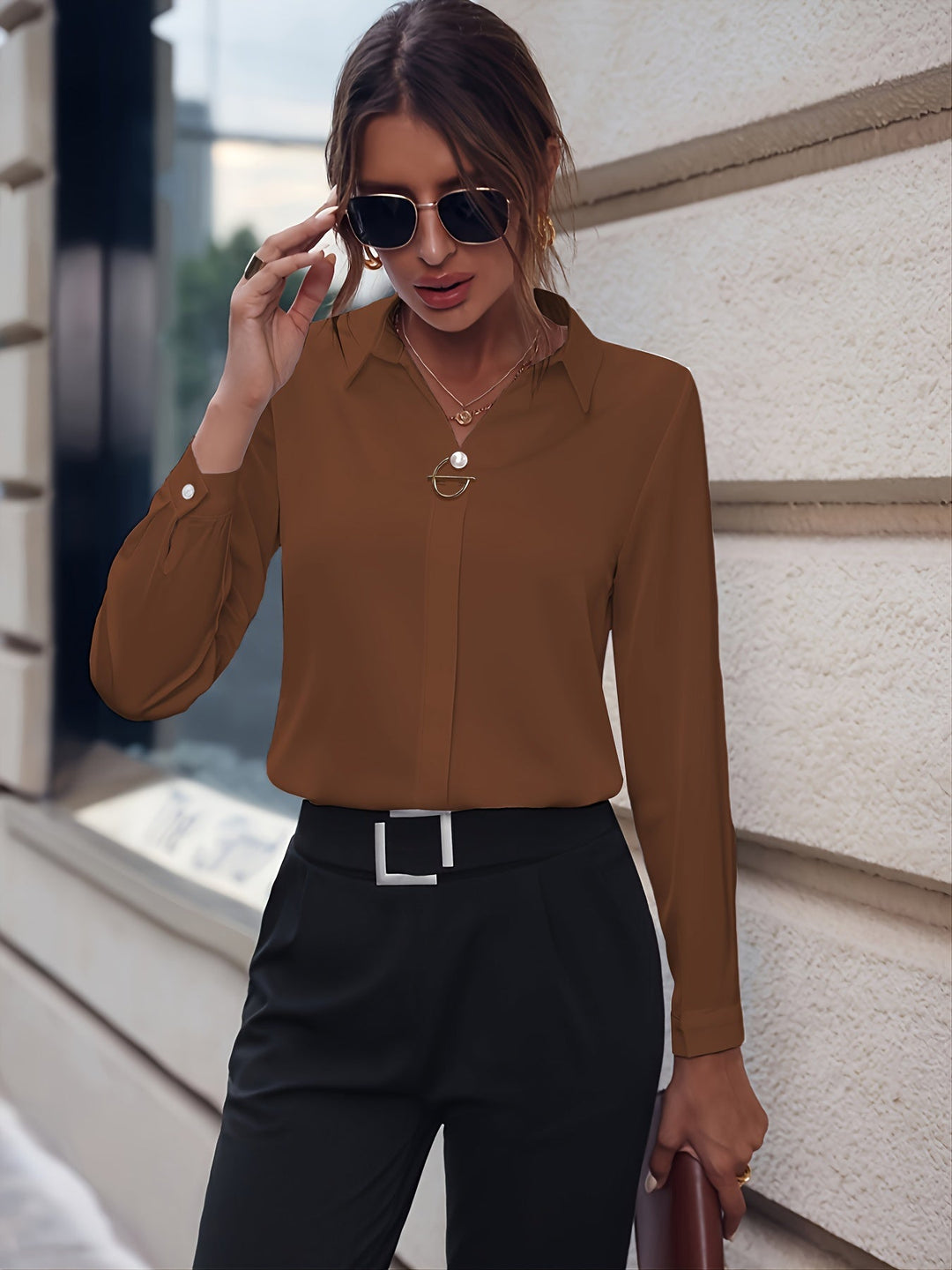 Viola long sleeve shirt blouse with collar