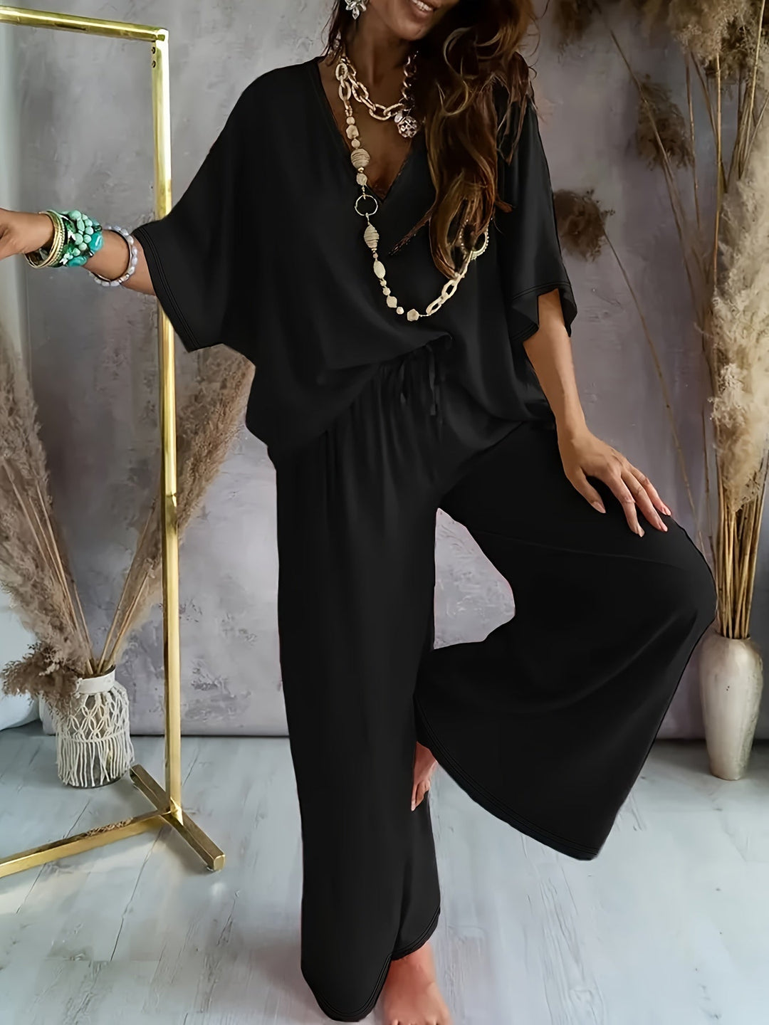 Mirabel V neck top and wide trouser set – image 4