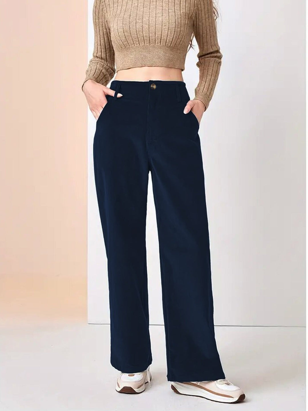 Clemmie high waisted corduroy wide leg trousers – image 7