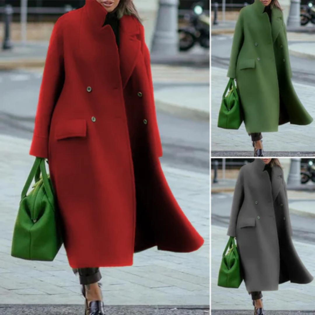 Nerissa double breasted maxi coat with stand collar – image 4