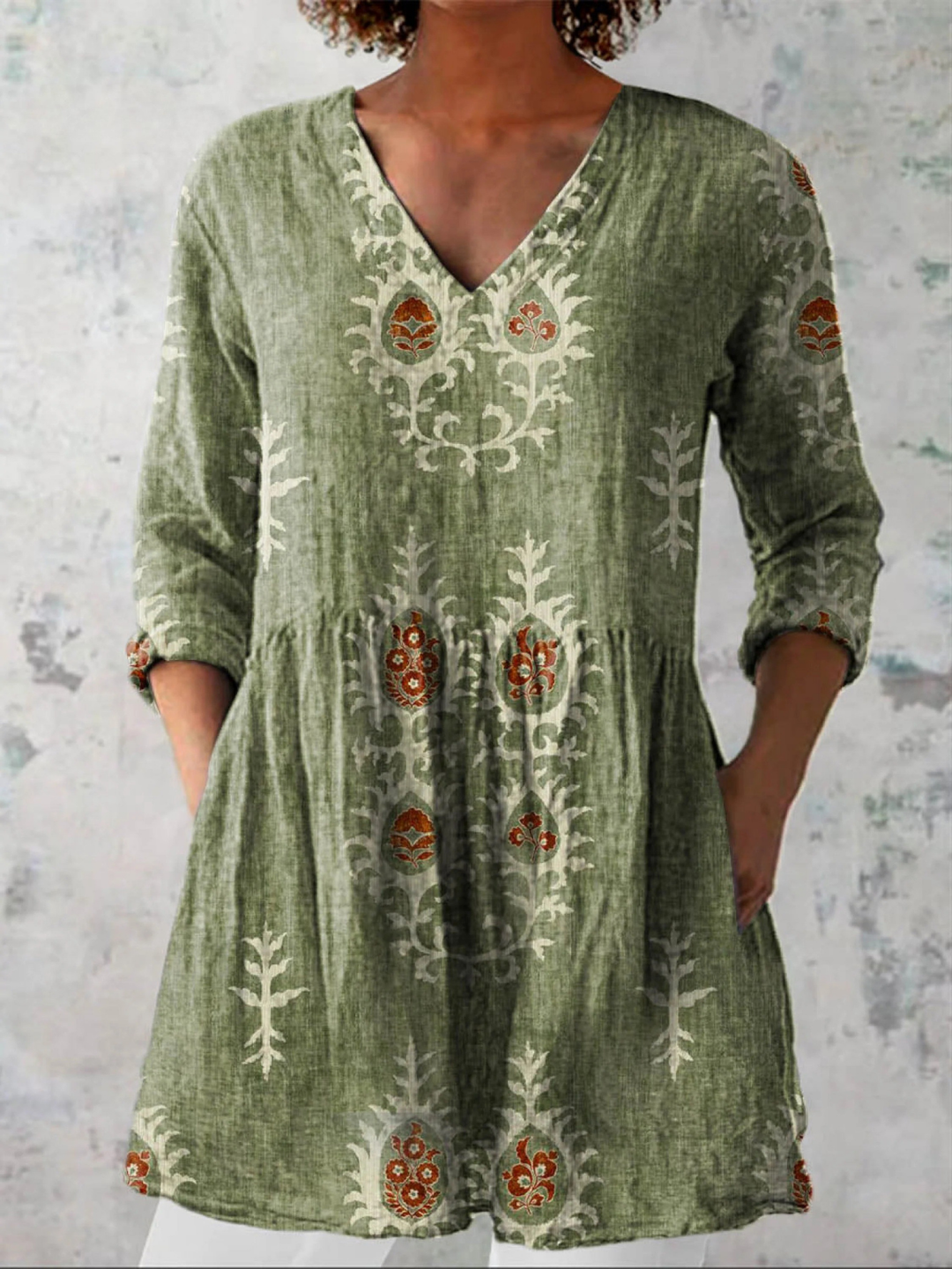 Celestia longline V neck blouse – image 2