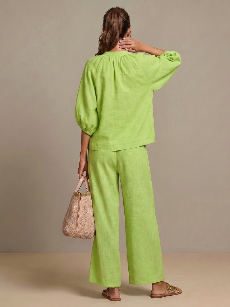 Gaelle zip front top and wide leg trouser set – image 10