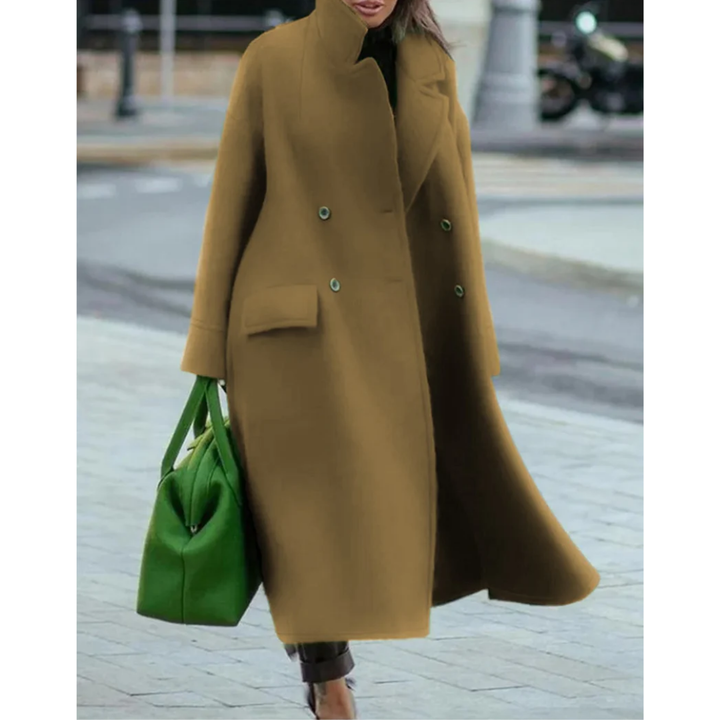 Nerissa double breasted maxi coat with stand collar – image 3