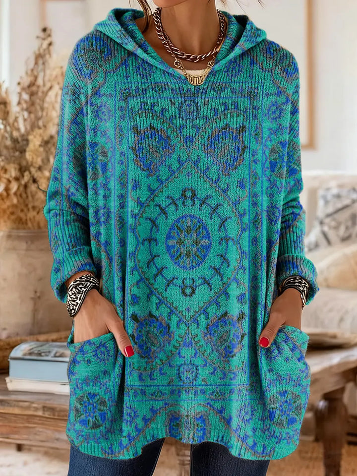 Elise hooded boho print knit tunic jumper – image 6