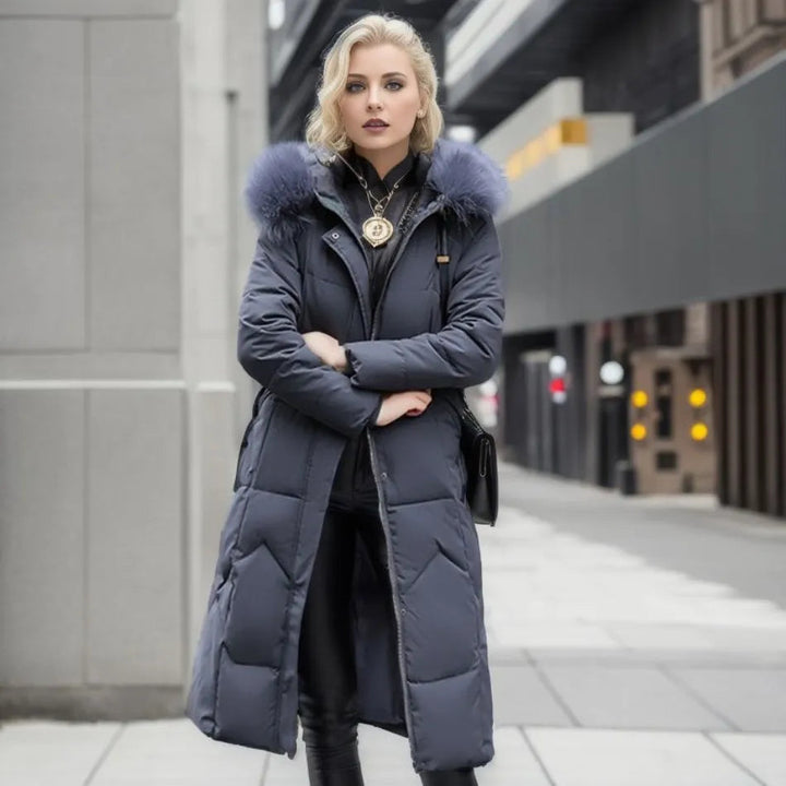Larissa long winter coat with faux fur hood – image 18