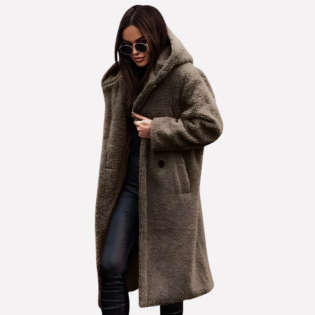 Gemma Elegant Hooded Button Front Coat - image 3