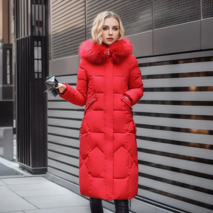 Larissa long winter coat with faux fur hood – image 17