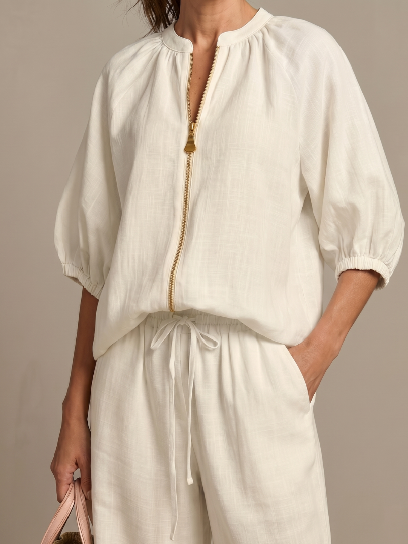 Gaelle zip front top and wide leg trouser set – image 15
