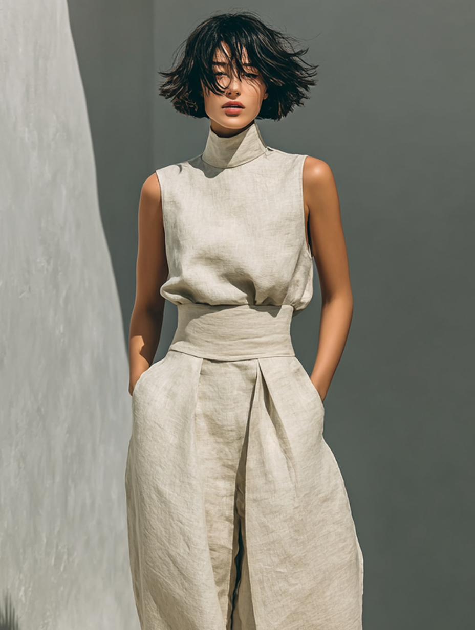 Roxana relaxed sleeveless wide leg two piece set – image 6