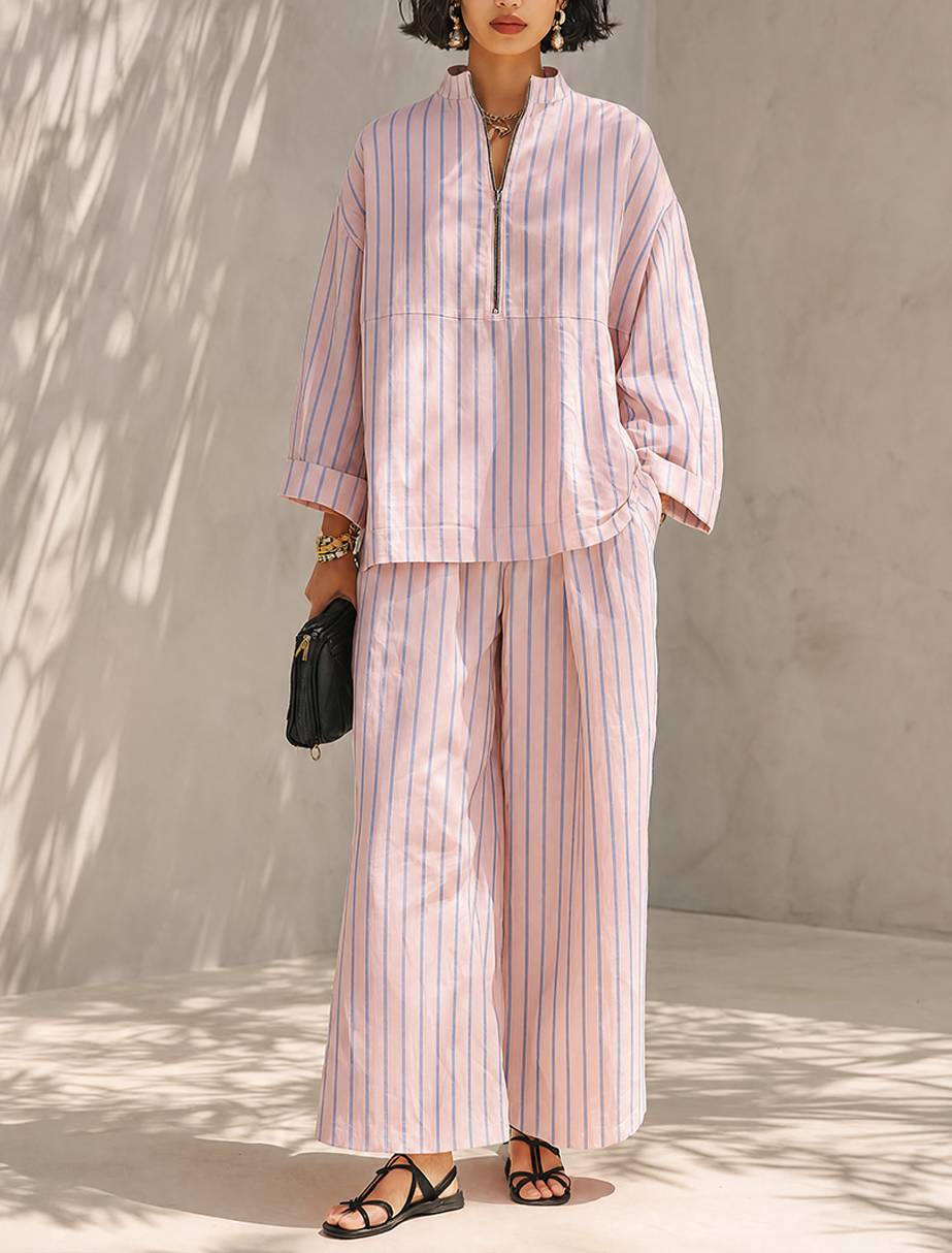 Nola two piece striped top and wide leg set