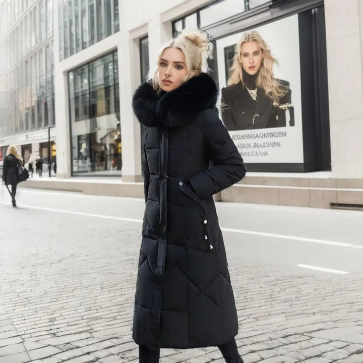 Larissa long winter coat with faux fur hood – image 5