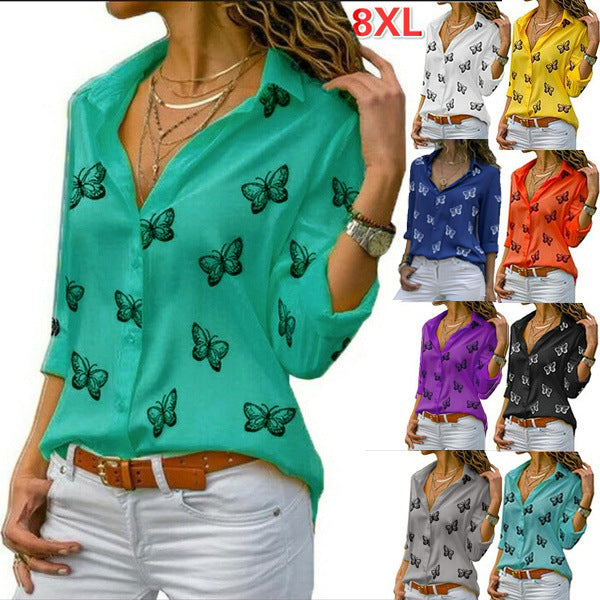Agnete butterfly print longline blouse