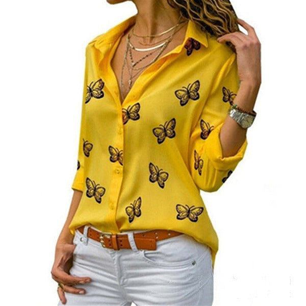 Agnete butterfly print longline blouse – image 2