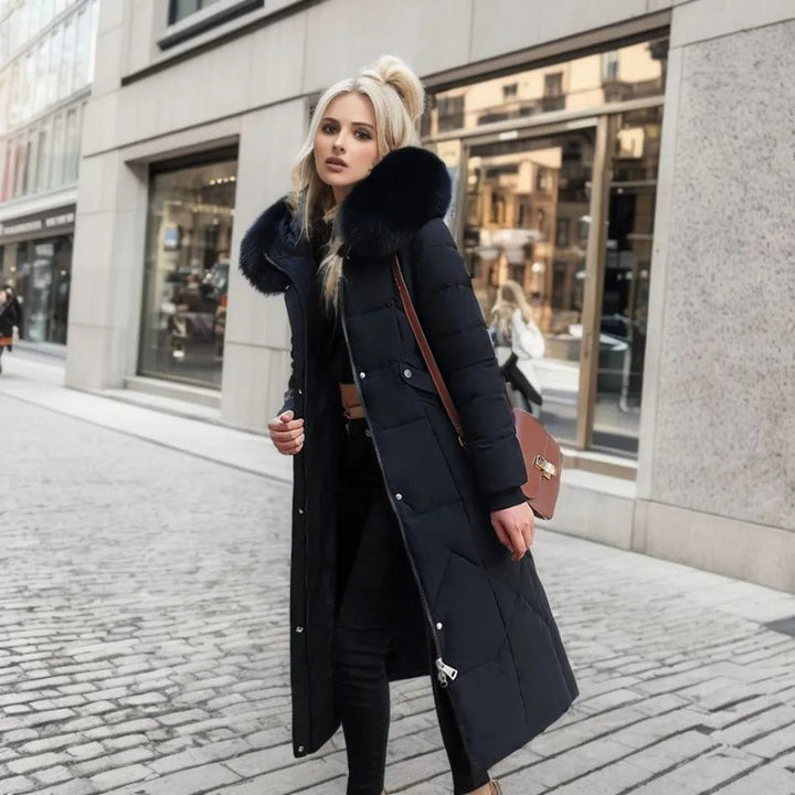 Larissa long winter coat with faux fur hood – image 15