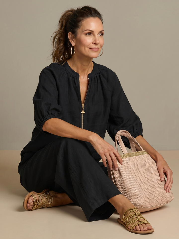 Gaelle zip front top and wide leg trouser set – image 19