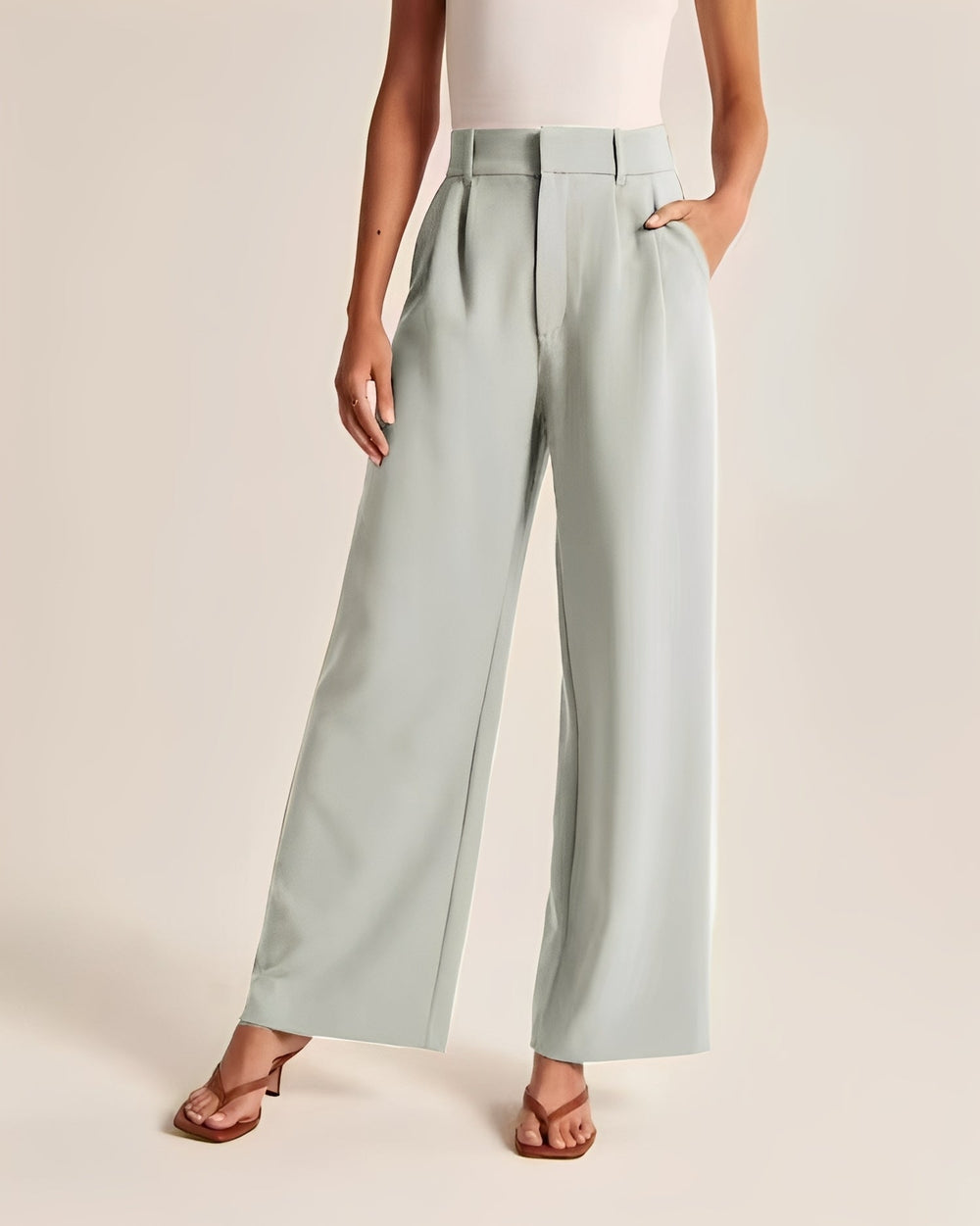 Ruth wide leg trousers in apricot