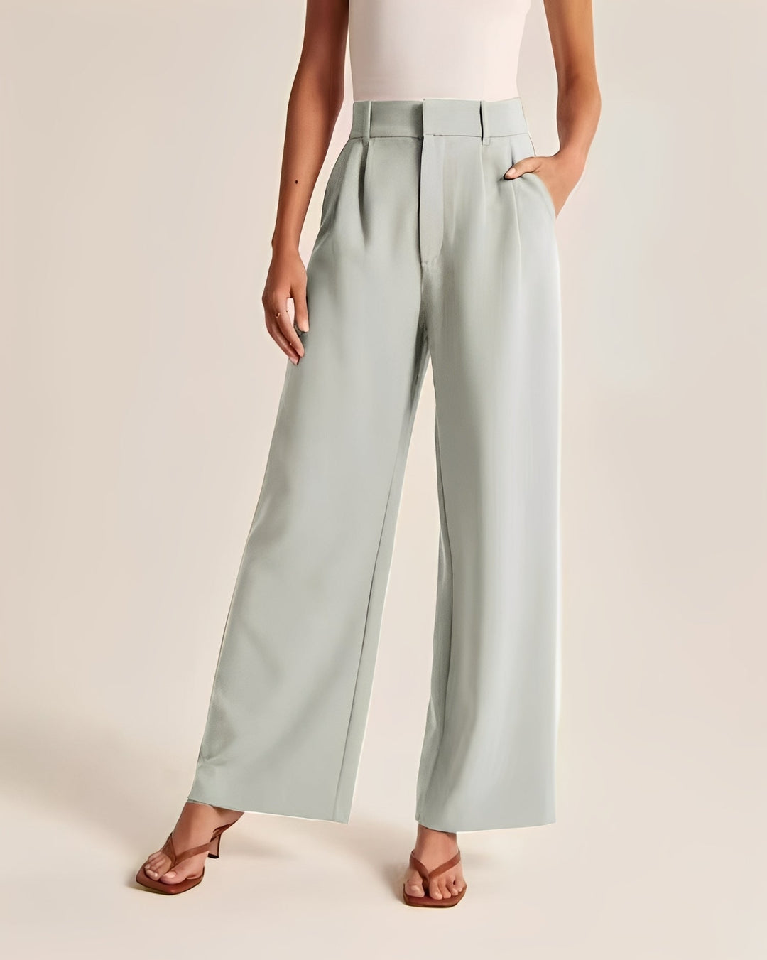 Ruth wide leg trousers in apricot