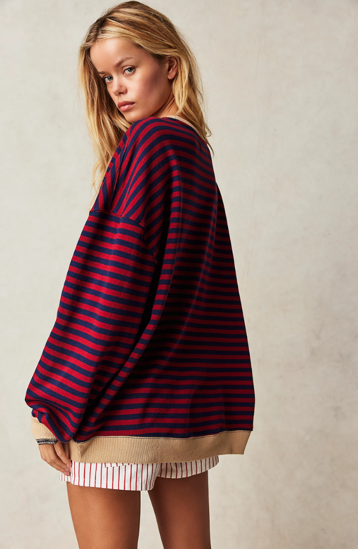 Sabina oversized striped jumper with contrast trim – image 6