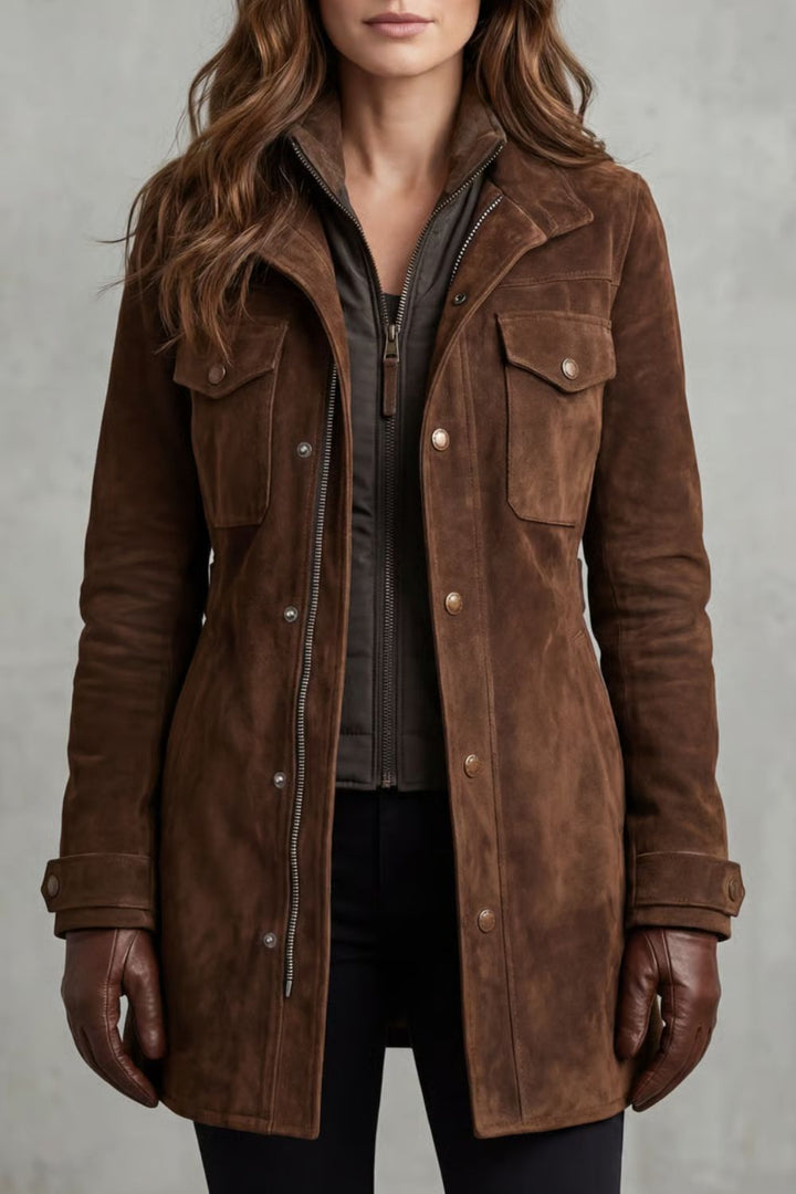 Tesni longline faux suede coat