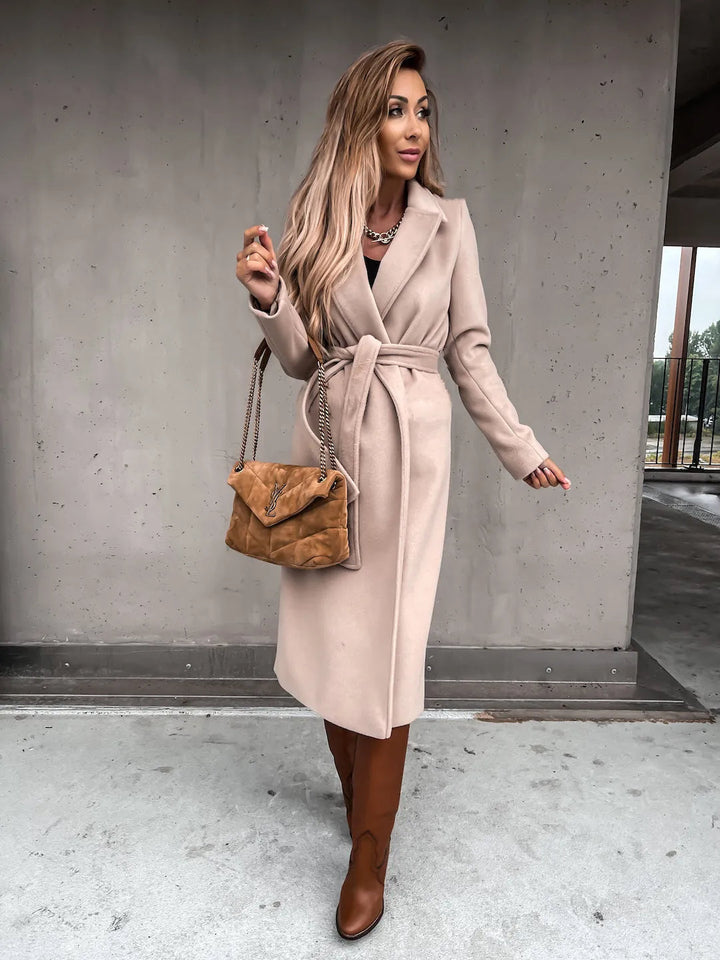 Albane belted wrap coat with notch lapels – image 2