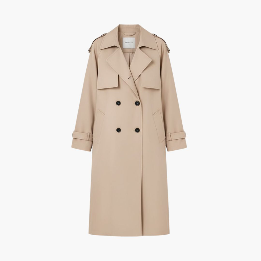 Maisie Elegant Classic Trench Coat with Button Placket
