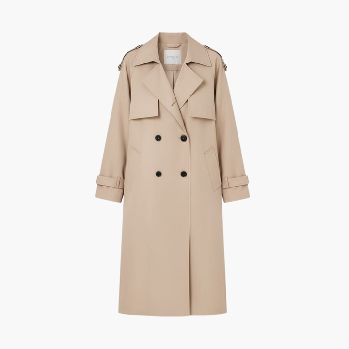 Maisie Elegant Classic Trench Coat with Button Placket
