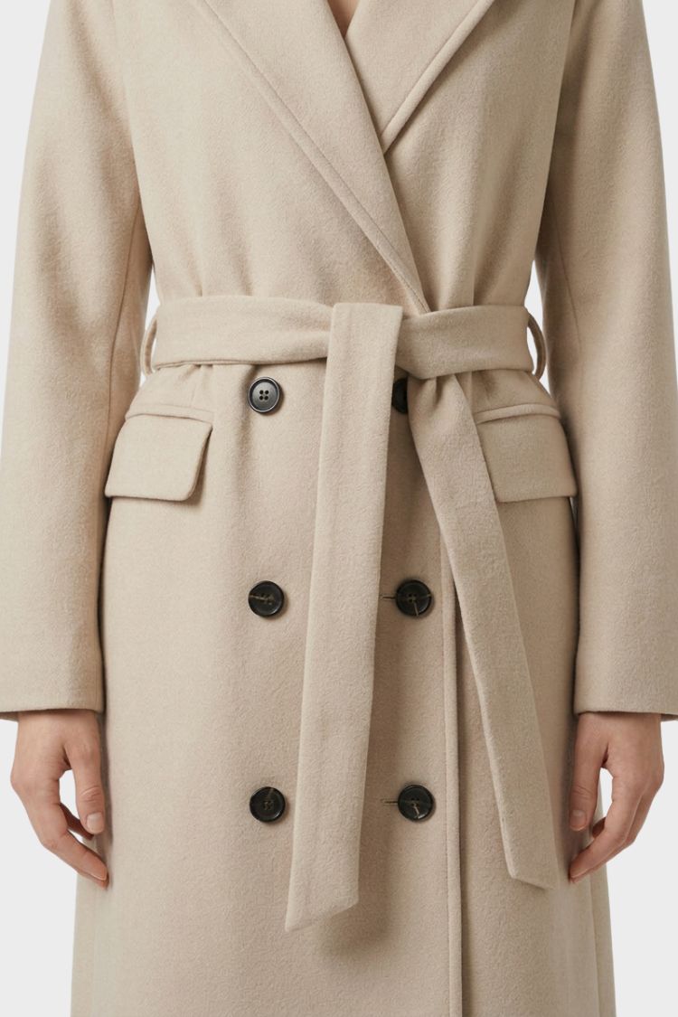 Blanchette notched collar belted long coat – image 2