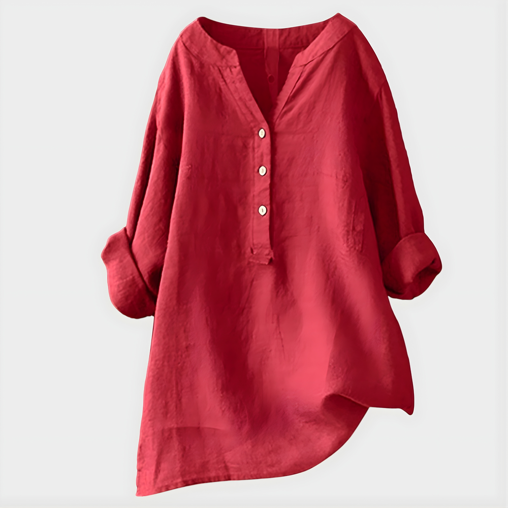Veronique cotton linen V neck blouse – image 2