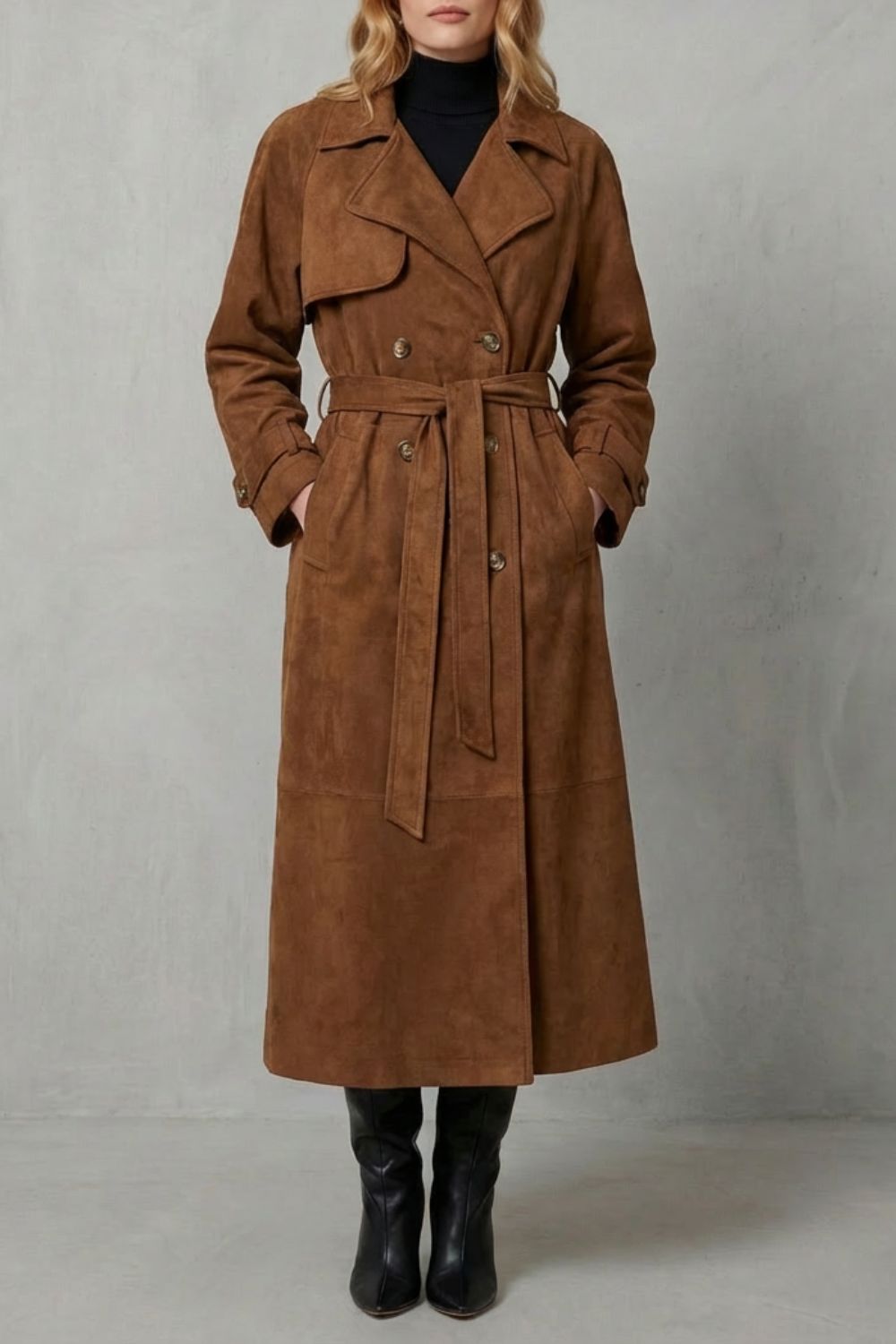 Gwenno faux suede trench coat