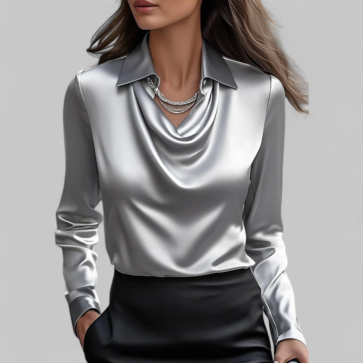 Theresa | Elegant Cowl Neck Satin Blouse