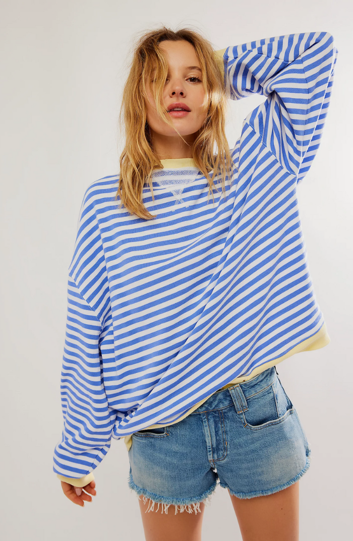 Sabina oversized striped jumper with contrast trim – image 2