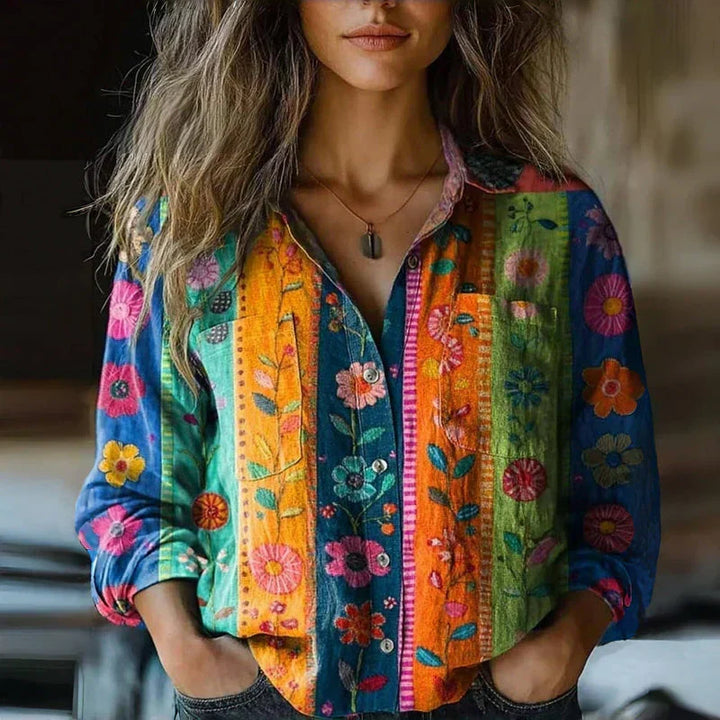 Bramble | Elegant Printed Long Sleeve Blouse
