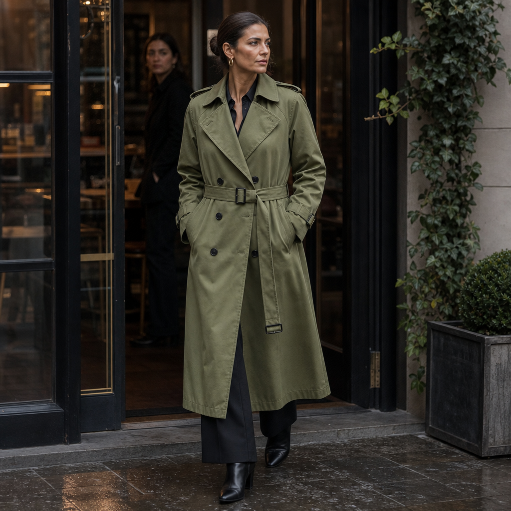 Lettice long double breasted trench coat – image 7