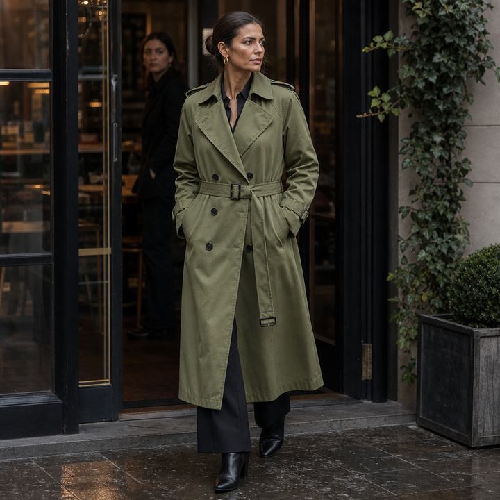 Lettice long double breasted trench coat – image 7