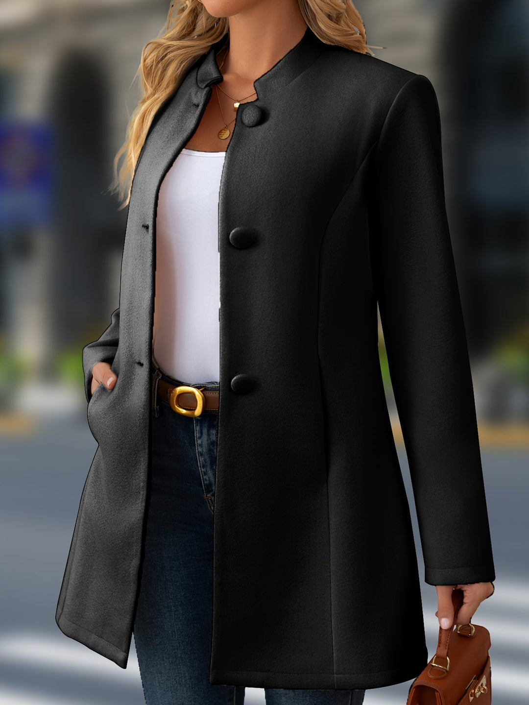 Celandine stand collar belted coat – image 8