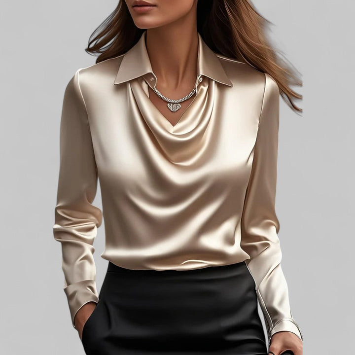 Theresa | Elegant Cowl Neck Satin Blouse