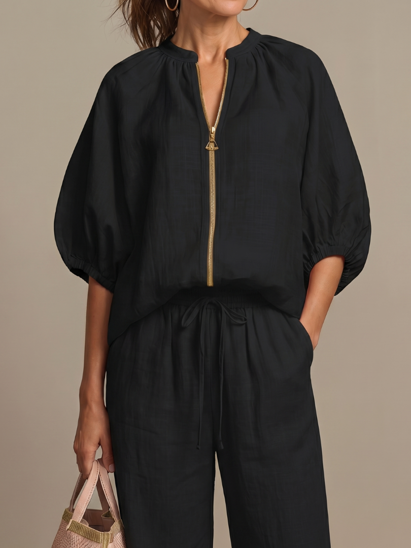 Gaelle zip front top and wide leg trouser set – image 21