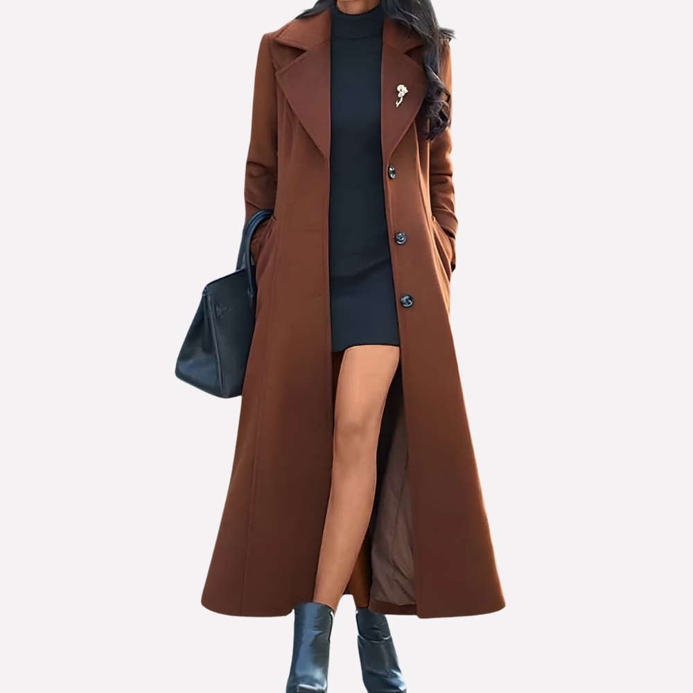 Turid long shawl collar coat with belt – image 2