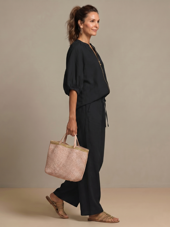 Gaelle zip front top and wide leg trouser set – image 20