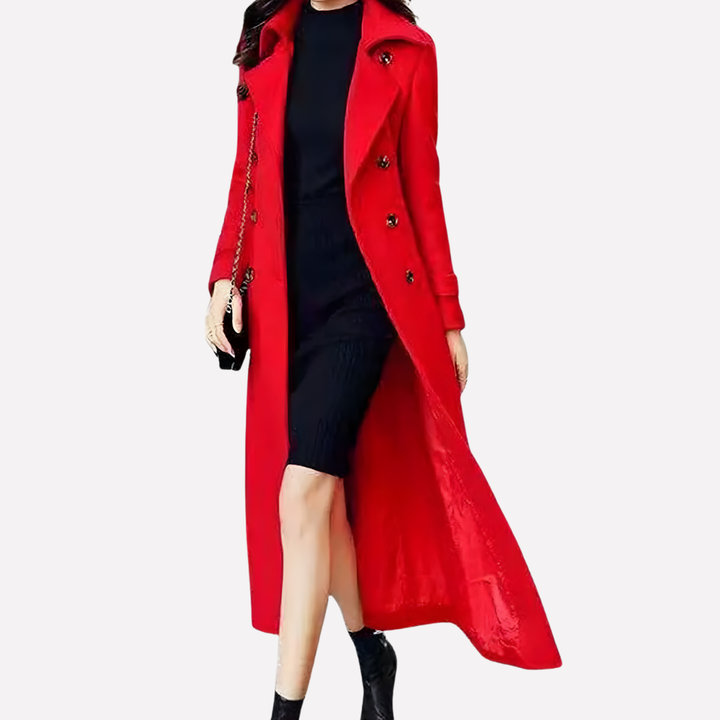 Turid long shawl collar coat with belt – image 3