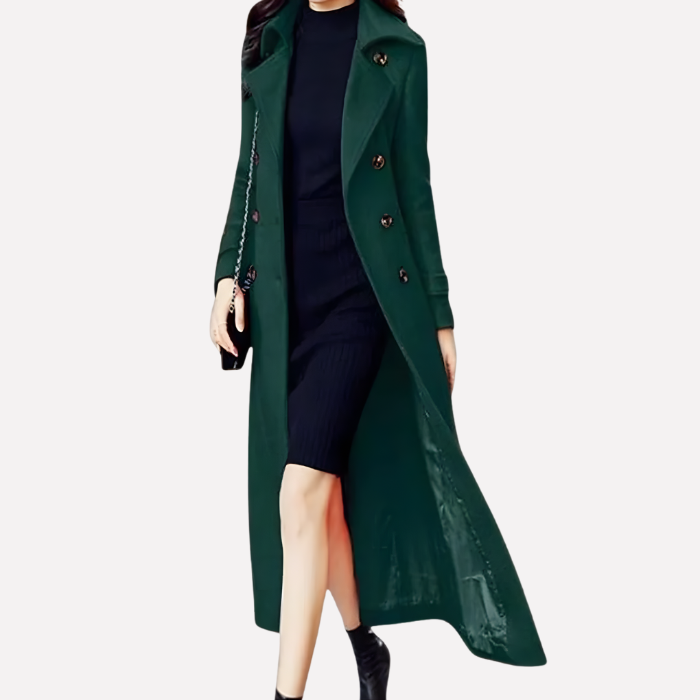 Turid long shawl collar coat with belt – image 4