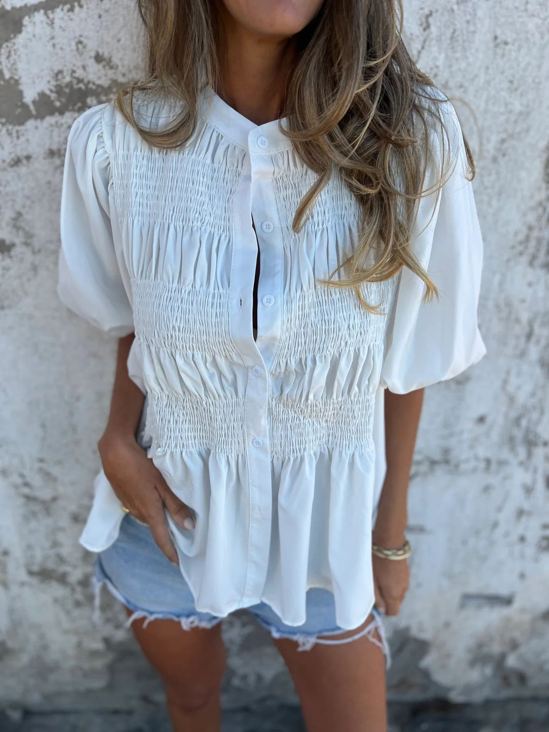 Rosalyn pleated button up blouse – image 2