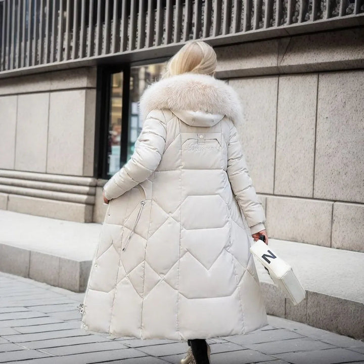 Larissa long winter coat with faux fur hood – image 3