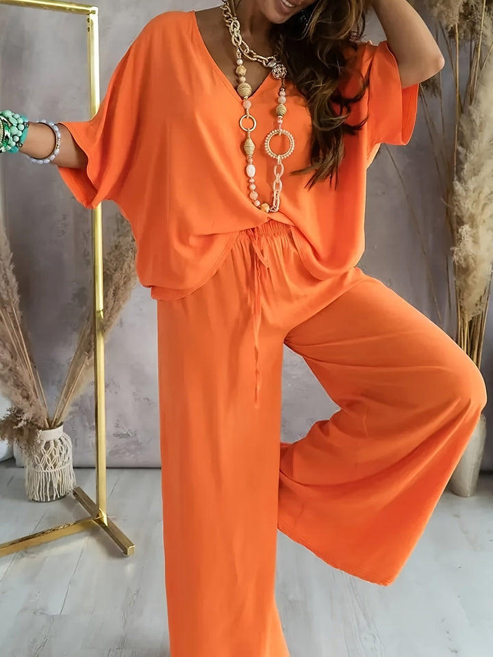 Mirabel V neck top and wide trouser set – image 3